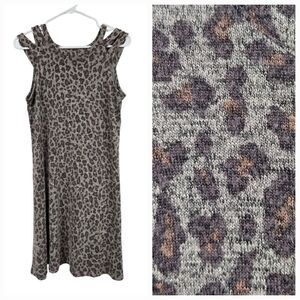 Maurices 24/7 Leopard Triple Strap Mini Dress Cozy Brushed Knit Women's Shift